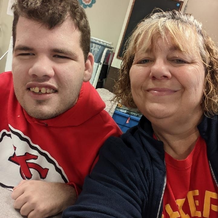 Sean and Christine in Chiefs shirts